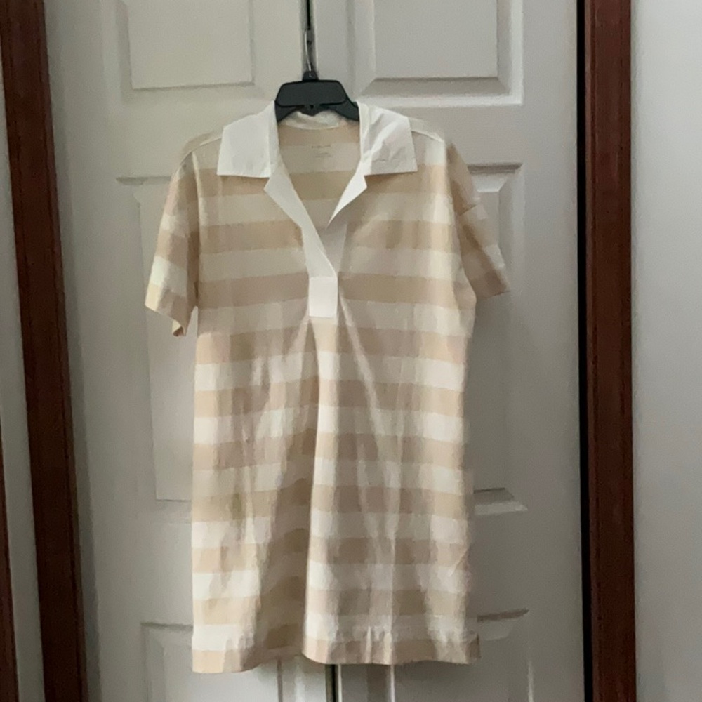 Everlane Beige and White Striped Dress